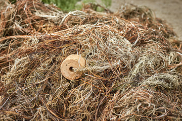 Piled of fishing net background