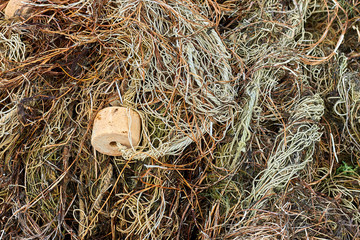 Piled of fishing net background