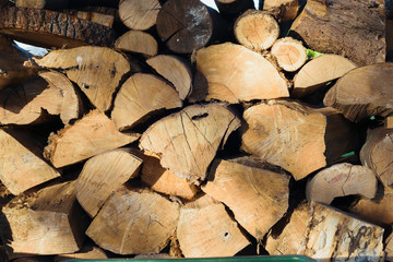 stack of firewood. Pile of wood.