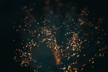 Led light yellow bokeh. Led light yellow embers. Cyberpunk led light bokeh