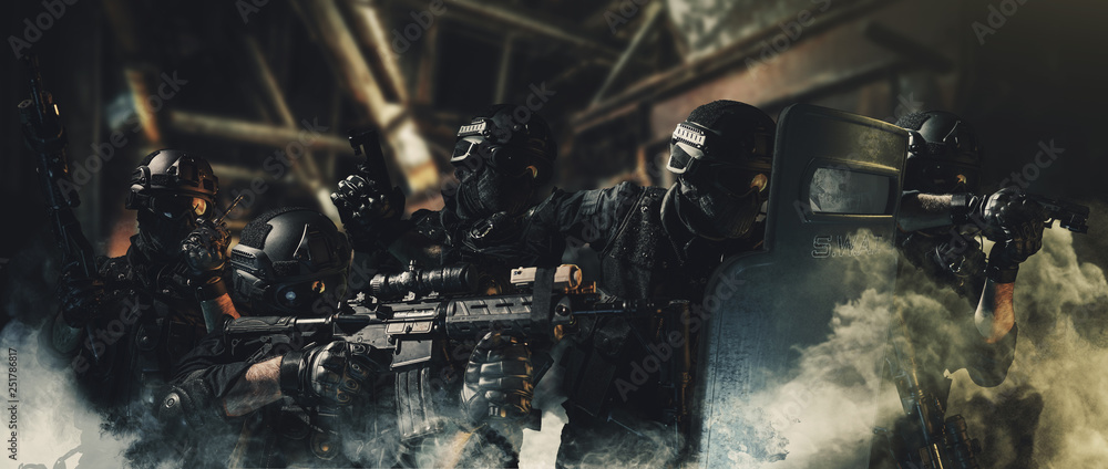 special forces soldier police, swat team member	 - obrazy, fototapety, plakaty 