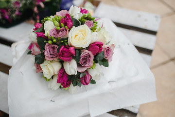 Bouquet of flowers live on a white background.