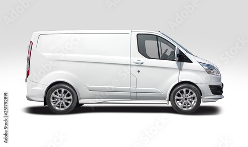 Fotografía White van side view isolated on white