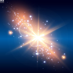 Vector illustration of abstract flare light rays. A set of stars, light and radiance, rays and brightness. Glow light effect. Vector illustration. Christmas flash Concept.