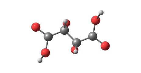 Poster - Tartaric acid molecular structure isolated on white