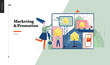 © grivina - Technology 1 -Marketing and Promotion modern flat vector concept digital illustration marketing metaphor, company brand promotion. Business workflow management Creative landing web page design