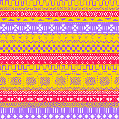 Wall Mural - Colorful geometric african tribal seamless pattern, vector