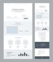 one page website design template for business. landing page wireframe. flat modern responsive design