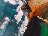 Fototapeta Morze - Multicolored natural landscape with bird's eye view, Lanzarote