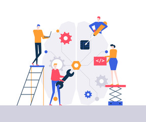 Wall Mural - artificial intelligence - flat design style colorful illustration