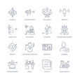 © Meth Mehr - set of 16 thin linear icons such as investment?, policy?, deal?, programmer?, leader?, website?, customer support? from strategy collection on white background, outline sign icons or symbols