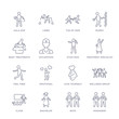 © Meth Mehr - set of 16 thin linear icons such as managers, boys, bachelor, class, wellness group, love yourself, emotional from people collection on white background, outline sign icons or symbols