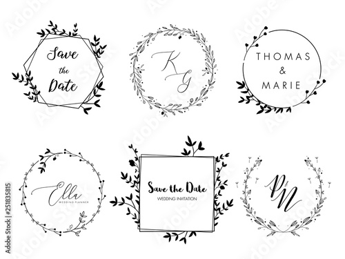 Cuadros en Lienzo Wedding invitation floral wreath minimal design