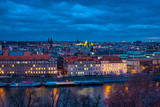 Fototapeta Krajobraz - beautiful landscape of Prague city and Vltava river in Czech Republic