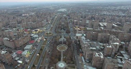 Wall Mural - arial view of yerevan city malatia-sebastia district, armenia.