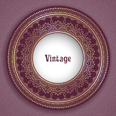 Wall Mural - Vintage ornamental round frame for greeting card, invitation or packaging design