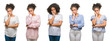 © Krakenimages.com - Collage of african american woman over isolated background thinking looking tired and bored with depression problems with crossed arms.