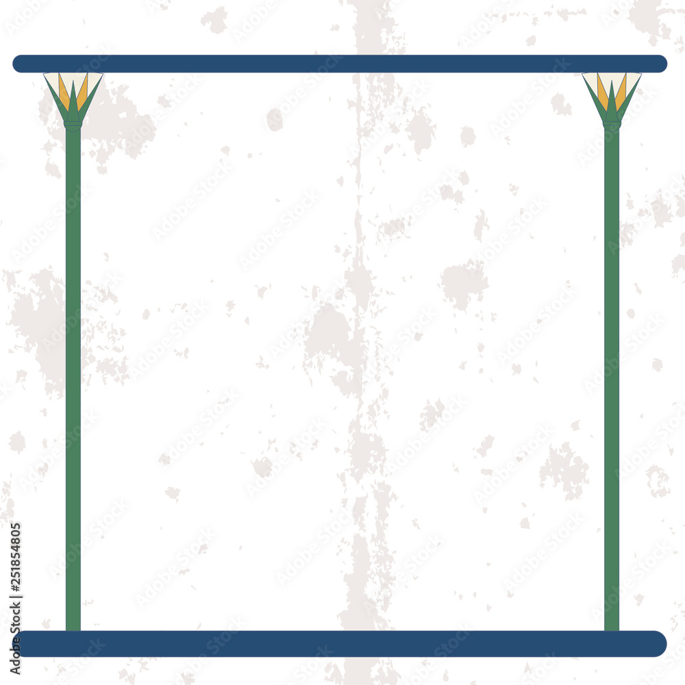 Ancient egypt background. Empty frame with cane stems on water ...