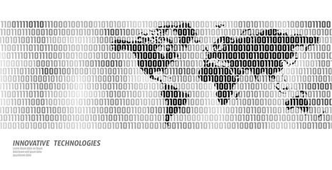 planet earth global data exchange binary code flow. security payment personal information black whit