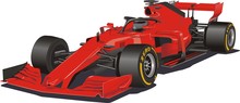 Racing Car In The Vector. Formula 1. Red Car On White Background