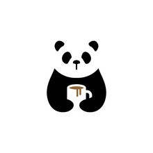 Panda Coffee Mug Logo Vector Icon Illustration