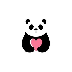 Canvas Print - panda love logo vector icon illustration