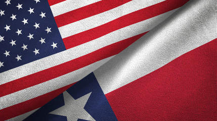 Wall Mural - United States and Texas state two flags textile cloth, fabric texture