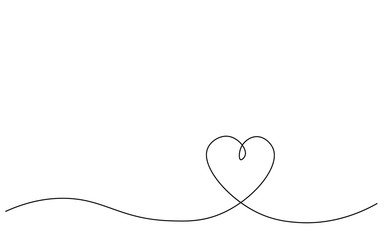 Sticker - Heart background one line drawing, vector illustration.