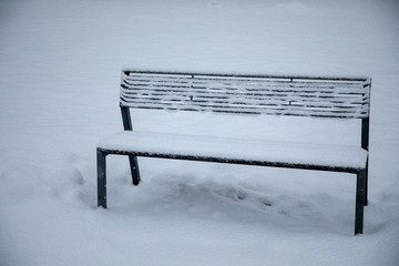 Canvas Print - Wooden bench in the city park