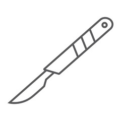 Wall Mural - scalpel thin line icon, cut and surgeon, medical blade sign, vector graphics, a linear pattern on a 