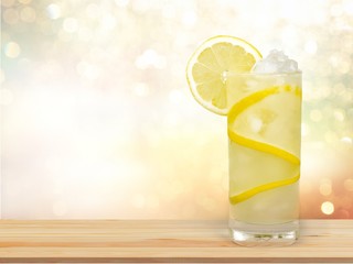 Sticker - Lemonade with fresh lemon on  background