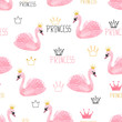 © Afanasia - Seamless swan princess pattern. Vector watercolor illustration.