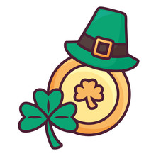 St Patricks Leprechaun Hat With Clover Coin