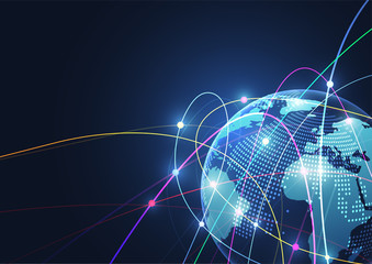 Global network connection. World map point and line composition concept of global business. Vector Illustration