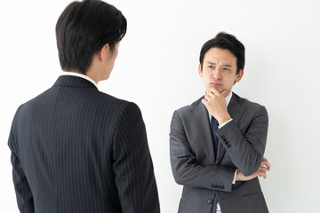 portrait of two asian businessman on white background