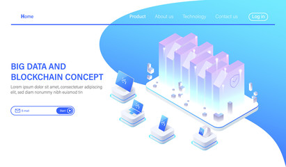 Wall Mural - big data isometric vector illustration. abstract 3d hosting server or data center room background