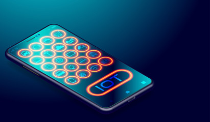 Canvas Print - iot internet of things on smartphone applications, smartthings connected together and remote control