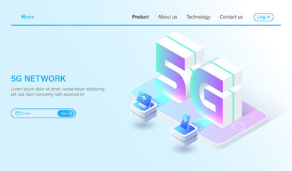 Canvas Print - 5g mobile network wireless systems and internet vector illustration. communication network concept