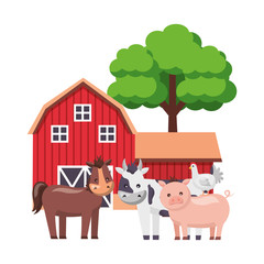 Poster - barn animals tree farm