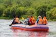 © Андрей Рыков - Travelers on raft swims on mountain Bystraya Malkinskaya river on the Kamchatka Peninsula, Russia.