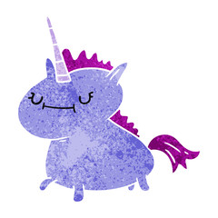 retro cartoon doodle of a magical unicorn