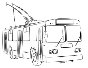 Poster - Sketch of old trolleybus.