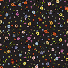 Cartoon Tiny Wildflowers Background Seamless Vintage  Pattern Isolated