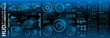 © PALERM089 - HUD elements mega set pack. Dashboard blue display virtual reality technology screen. Futuristic blue user interface.
