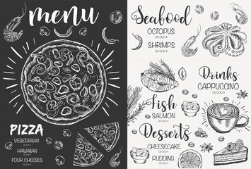 Canvas Print - Restaurant cafe menu, template design. Food flyer.