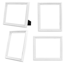 Wall Mural - Multiple of Vintage White Wood Frame ISOLATED on White Background.