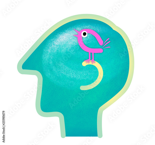 Piktogramm Vom Kopf Eines Menschen Mit Zwitscherndem Vogel Auf Dem Ohr Sitzend Buy This Stock Illustration And Explore Similar Illustrations At Adobe Stock Adobe Stock