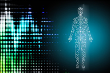 Wall Mural - abstract background technology concept in blue light,brain and human body technology modern medical 