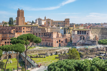 Wall Mural - Trajan Market is a large complex of ruins in the city of Rome