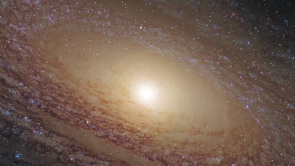 Wall Mural - Travel to spiral galaxy center bright flare light. Contains public domain image by Nasa